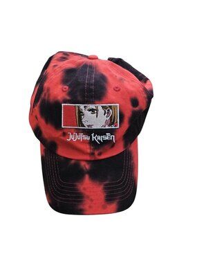 Jujutsu Kaisen Red Tie Dye Hat Crunchy Roll Strapback Adjustable Ball Cap
